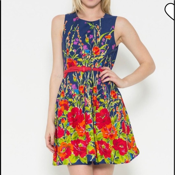 Esley Dresses & Skirts - Esley Collection Blue Floral Dress Medium